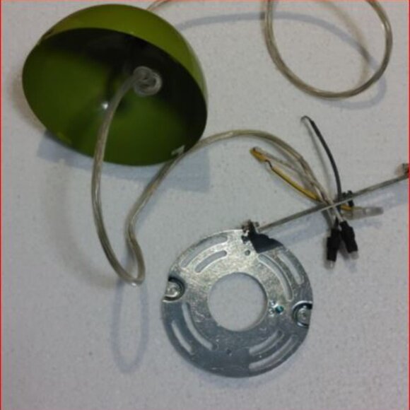 Vintage Lime Green Swag Lamp/Ceiling Lamp Retro MCM Metal 14 x 15" - Picture 3 of 6